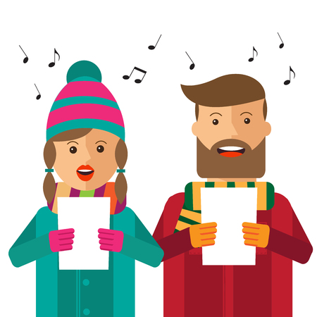 Hipster carols on white background, vector formatのイラスト素材