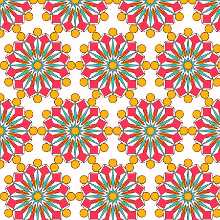 Oriental vector pattern with round arabesques elements. Vintage pattern with arabesques.のイラスト素材