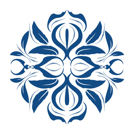 Oriental vector round ornament with arabesques elements. Traditional classic ornament. Vintage pattern with arabesques.のイラスト素材