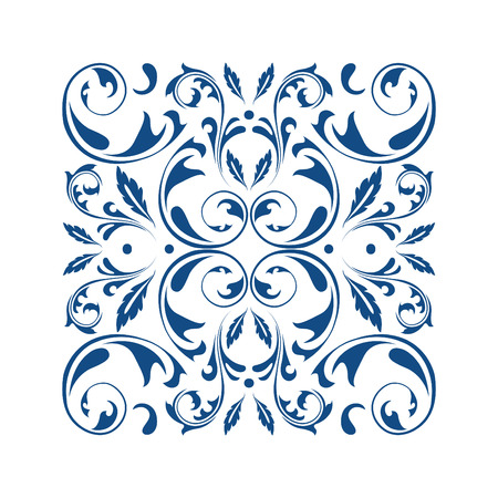 Oriental vector square ornament with arabesques elements. Traditional classic ornament. Vintage pattern with arabesques.のイラスト素材