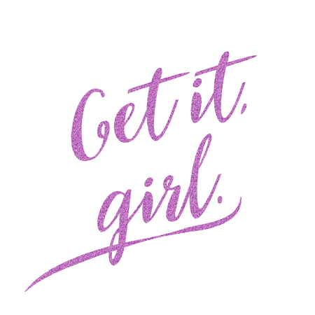 Get it girl - hand drawn glitter lettering phrase about feminism. Vectorのイラスト素材