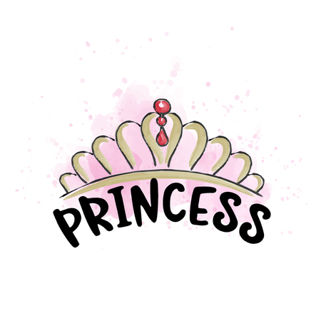 Hand drawn doodle tiara in watercolor style, vector formatのイラスト素材