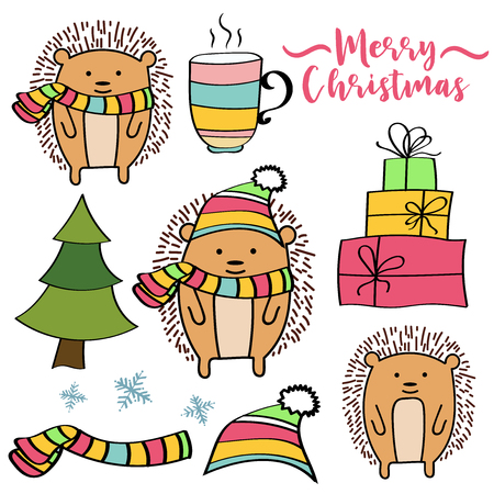 Doodle Christmas items collection isolated on white background, eps10のイラスト素材