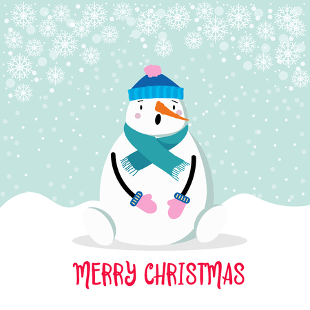 Beautiful flat design Christmas card snowman . Christmas poster. Vectorのイラスト素材