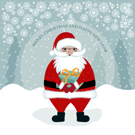 Santa with present. Flat design. Vectorのイラスト素材