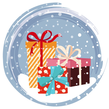 Christmas card with presents. Flat design. Vectorのイラスト素材