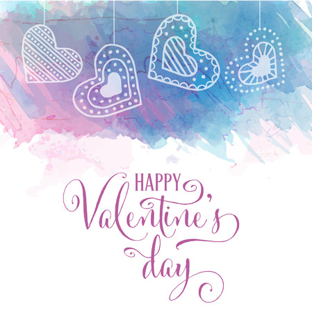 Watercolor Valentine's day cardのイラスト素材