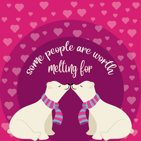 Beautiful banner with polar bears in loveのイラスト素材