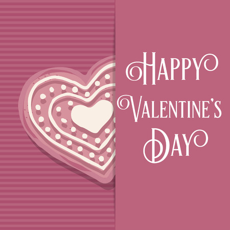 Valentine's day love card with pink heart cookieのイラスト素材