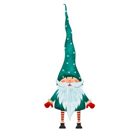 Watercolor Christmas gnome isolated on white background. Vectorのイラスト素材