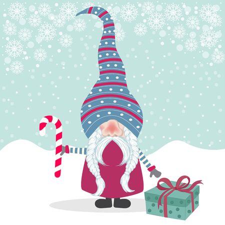 Beautiful Christmas flat design with gnome. Christmas poster. Vectorのイラスト素材