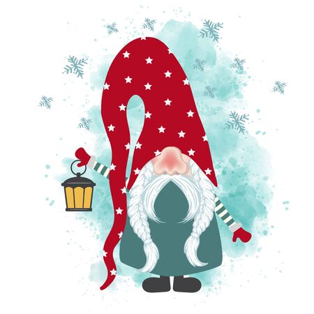 Christmas card with gnomeのイラスト素材