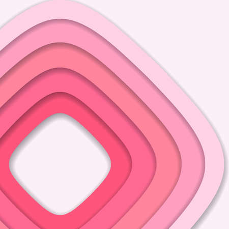Abstract pink 3D paper cut background. Abstract wave shapes. Vector formatのイラスト素材