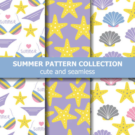 Beach  summer pattern collection . Summer banner. Summer holiday. Vectorのイラスト素材