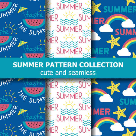 Fresh summer pattern collection . Summer banner. Summer holiday. Vectorのイラスト素材