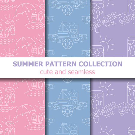 Pastel summer pattern collection . Summer banner. Summer holiday. Vector