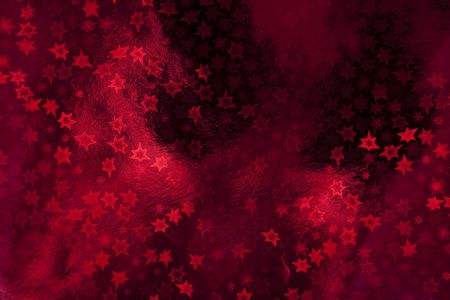 Christmas decorations. Red wrapping paper with starsの写真素材
