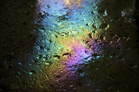 iridescence of oilの写真素材