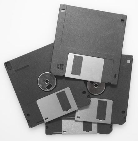 Floppy disks isolated on white backgroundの写真素材