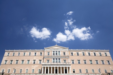 The Greek parliament and the unknown soldier tomb at Athens, Greeceの写真素材