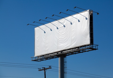 Blank billboard against blue sky, put your own text hereのeditorial素材