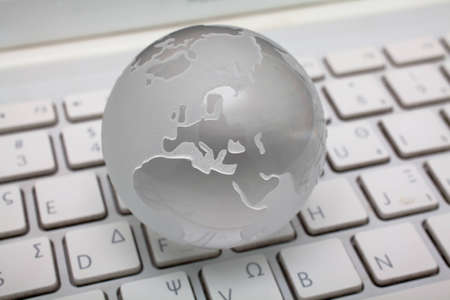 Earth Planet- crystal ball globe, engraved ornamentの写真素材