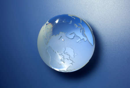 Earth Planet- crystal ball globe, engraved ornamentの写真素材