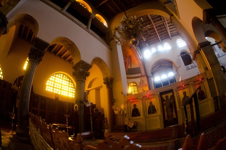THESSALONIKI, GREECE - MARCH 16: Greek orthodox church interior, saint Demetrios of Thessaloniki on...