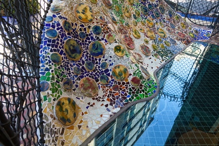 BARCELONA - APRIL 14: Exterior details of the house Casa Battlo (also could the house of bones) designed by Antoni Gaudi with his famous expressionistic style on April 14, 2012 in Barcelona, Spainのeditorial素材