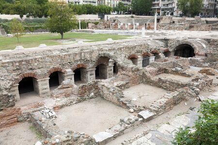 The Roman Ancient Market in Thessaloniki - Greece  Ruins standing at the Law Court Square の写真素材