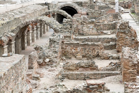 The Roman Ancient Market in Thessaloniki - Greece  Ruins standing at the Law Court Square の写真素材