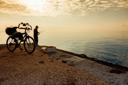 THESSALONIKI, GREECE - NOVEMBER 22: Allthough Thermaikos Gulf has been heavily contaminated  by seawage, fishermen still insist to fish there on November 22, 2012 in Thessaloniki, Greeceのeditorial素材