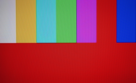 SMPTE color bars is a television test pattern used where the NTSC video standard is utilized. NTSC tv pattern signal for test purposes. Snapshots from real television screenの写真素材