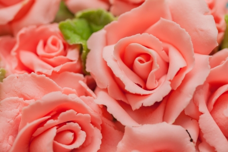 THESSALONIKI, GREECE-MARCH 8: 8th International Competitions Cooking Southern Europe, roses from Sugar Paste icing in Thessaloniki International Fair on March 8, 2013 in Thessaloniki, Greeceのeditorial素材