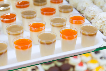 Cakes and sweets in a bakeryの写真素材