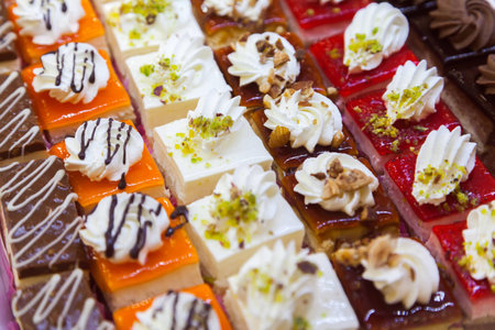 Cakes and sweets in a bakery