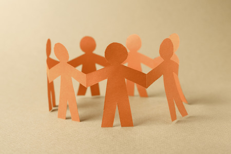 Paper team people linked together. Partnership conceptの写真素材