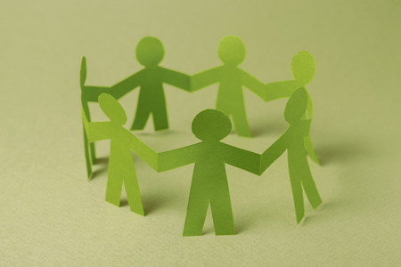 Paper team people linked together. Partnership conceptの写真素材