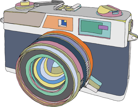 Vintage old photo camera draw. Vector illustration eps 10のイラスト素材