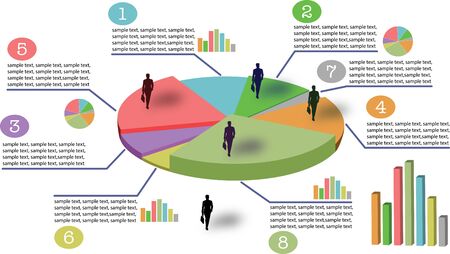 Abstract pie chart graphic for business design, infographics, reports, step presentations, number options or workflow layout. Vector illustrationのイラスト素材