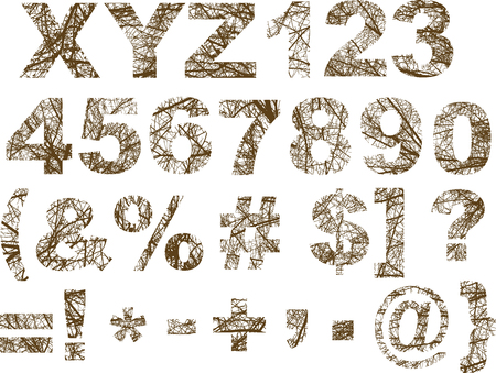 Alphabet with tree branches. Vector illustration Eps 10のイラスト素材