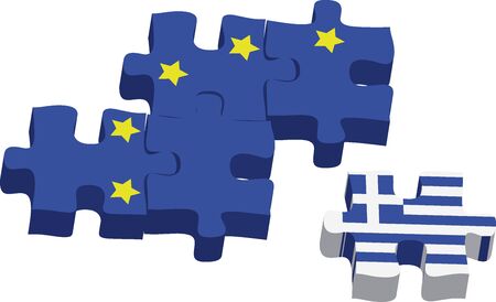 Jigsaw puzzle showing Greece removed from the European Union. Vector illustration Eps 10のイラスト素材