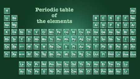 Periodic table of the elements with atomic number, symbol and weight. Vector Illustrator eps 10.のイラスト素材