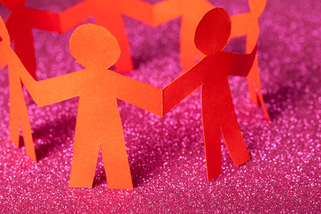 Paper team people linked together. Partnership conceptの写真素材