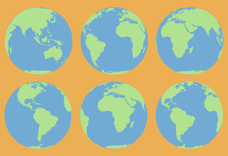 Globe earth vector icons on orange backgroundのイラスト素材