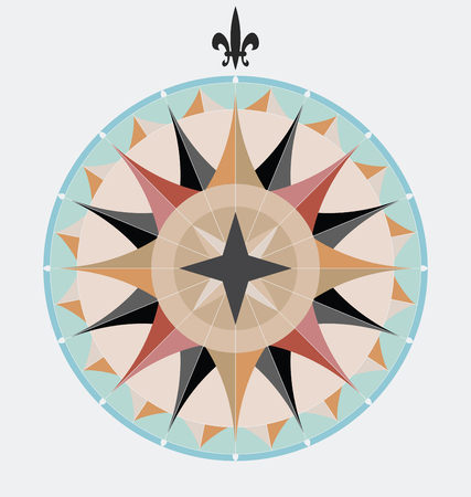 Vintage colorful graphic compass isolated on light background. Vector Illustration のイラスト素材