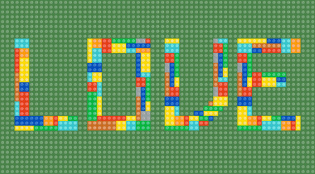 Love word made of toy construction brick blocks, graphicのイラスト素材