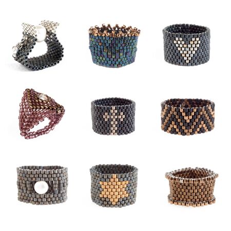 Set of Jewelry made from beads on white surfaceの写真素材
