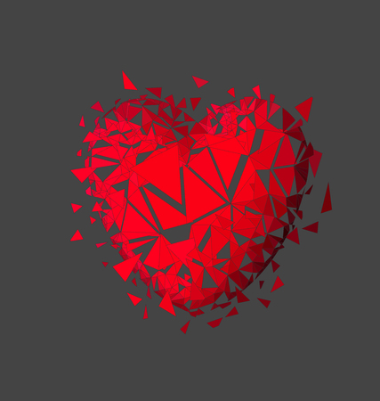 Heart explosion on gray backgroundのイラスト素材