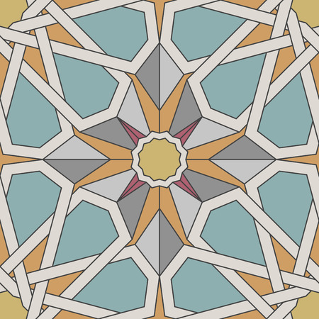 Arabesque. Seamless pattern in Moroccan style tile. Islamic traditional ornament.のイラスト素材